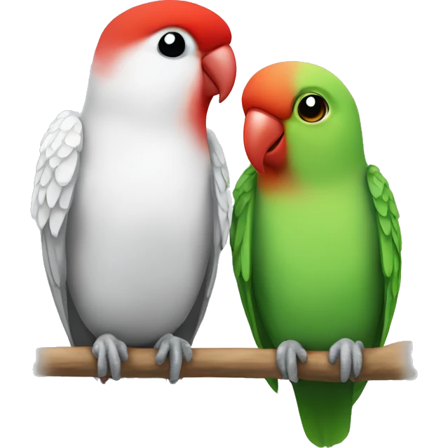 Red and green lovebird and a white and gray lovebird together  emoji