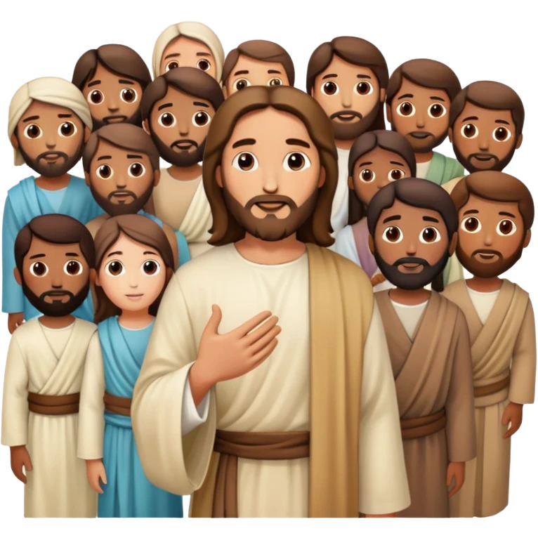Jesus with his disciples and followers, a group of people gathered around Jesus emoji