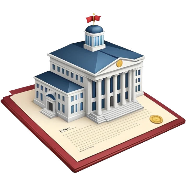 Government building with a certificate document in front emoji