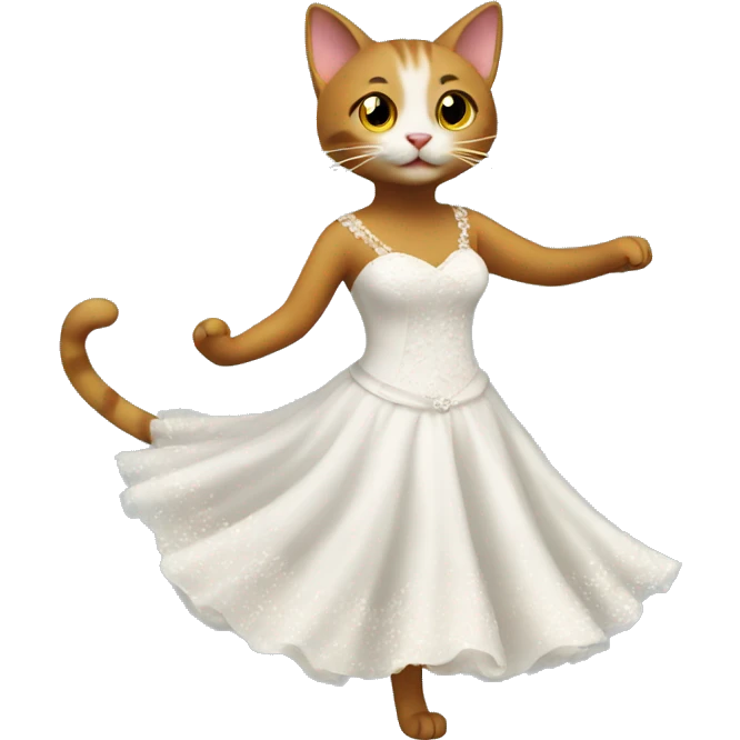 Cat dancing to the left in a wedding dress emoji