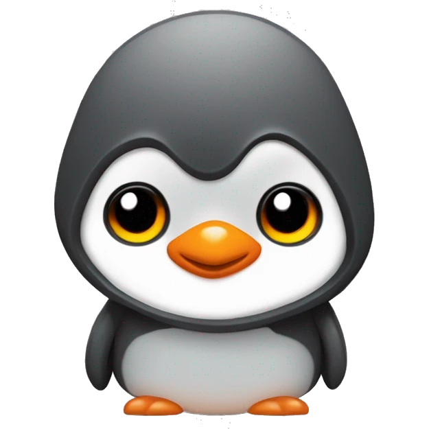 Petit penguin mignon stylized avec un sweat à capuche en dégrader jaune et orange  emoji