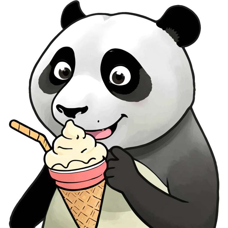 Panda eating ice cream emoji