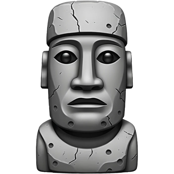 A moai statue in black and white emoji