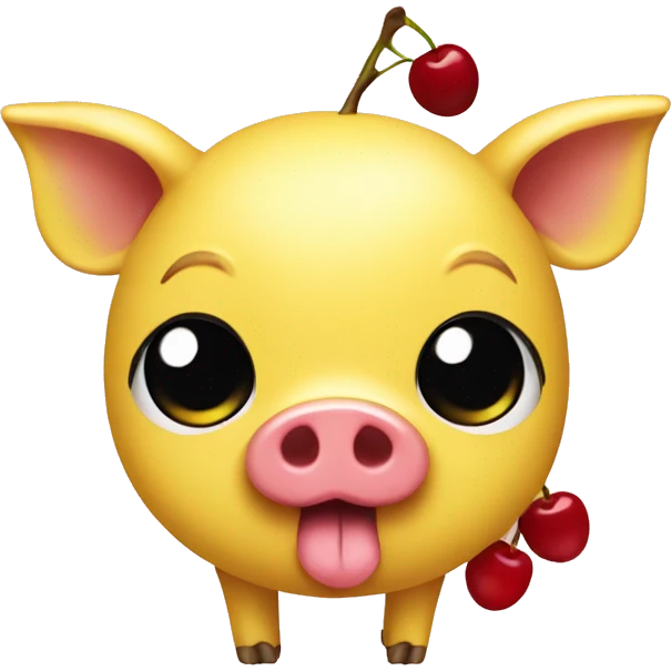 yellow pig with cherry emoji