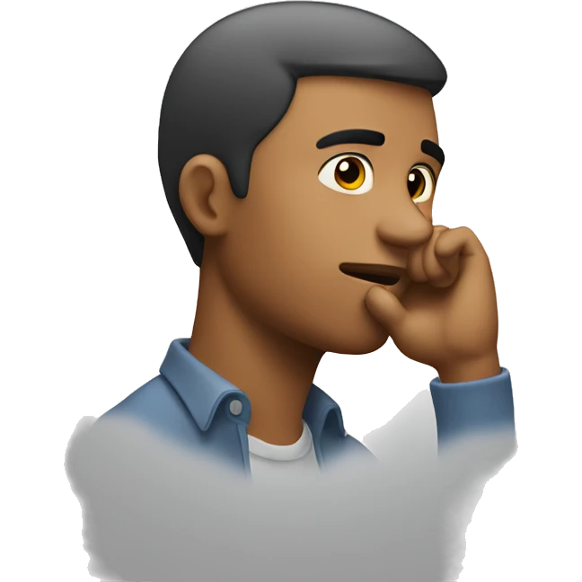 guy thinking with his hand on his chin  emoji