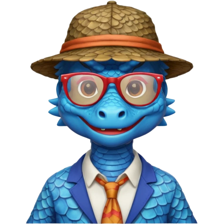 blue dragon with shirt hat and glasses emoji