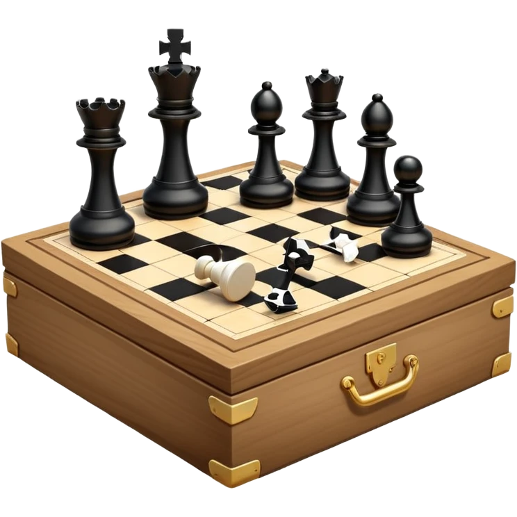 chessboard emerging from a box with chess pieces flying around emoji