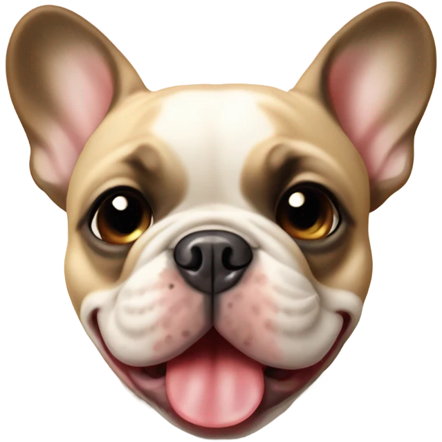 beige french bulldog with its tounge out emoji