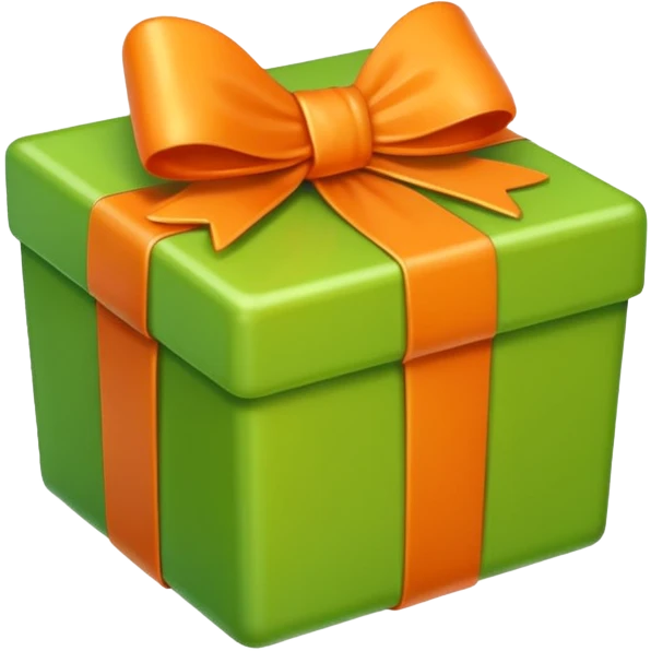 apple style emoji of a light green box with a small orange bow emoji
