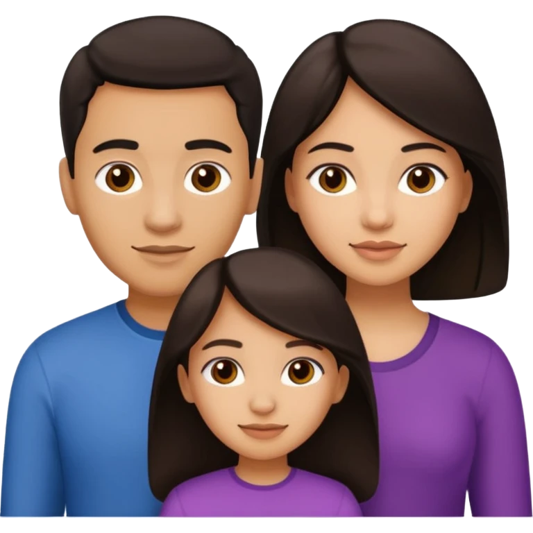 Light skin dark hair, Hispanic family of 6 mom, dad, two 20 yr old daughters, 20 year old son, and 10 year old daughter emoji