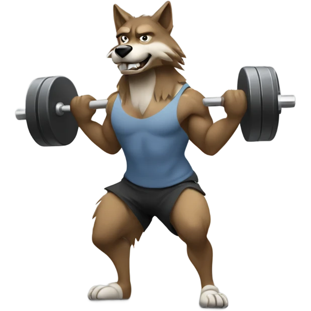 Wolf lifting weights emoji
