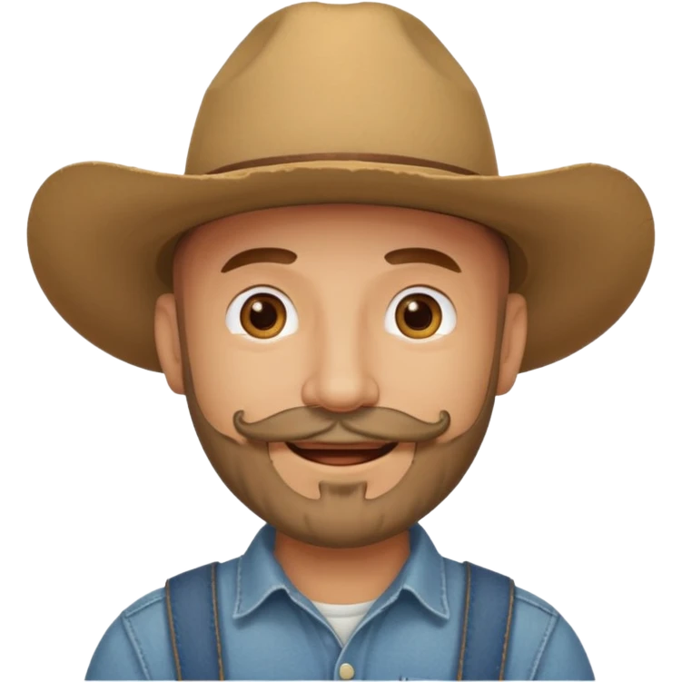 bald man with beard and mustache wearing tan cowboy hat emoji