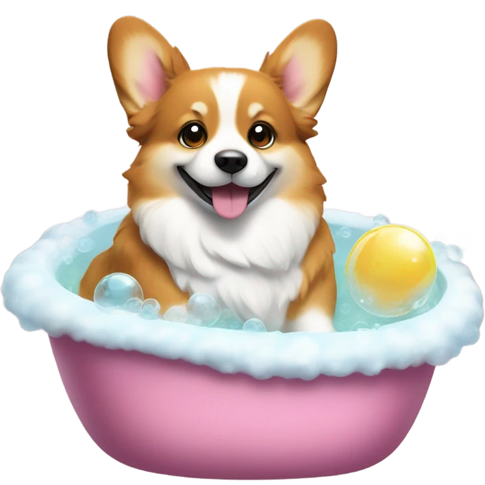 Corgi taking a bubble bath emoji