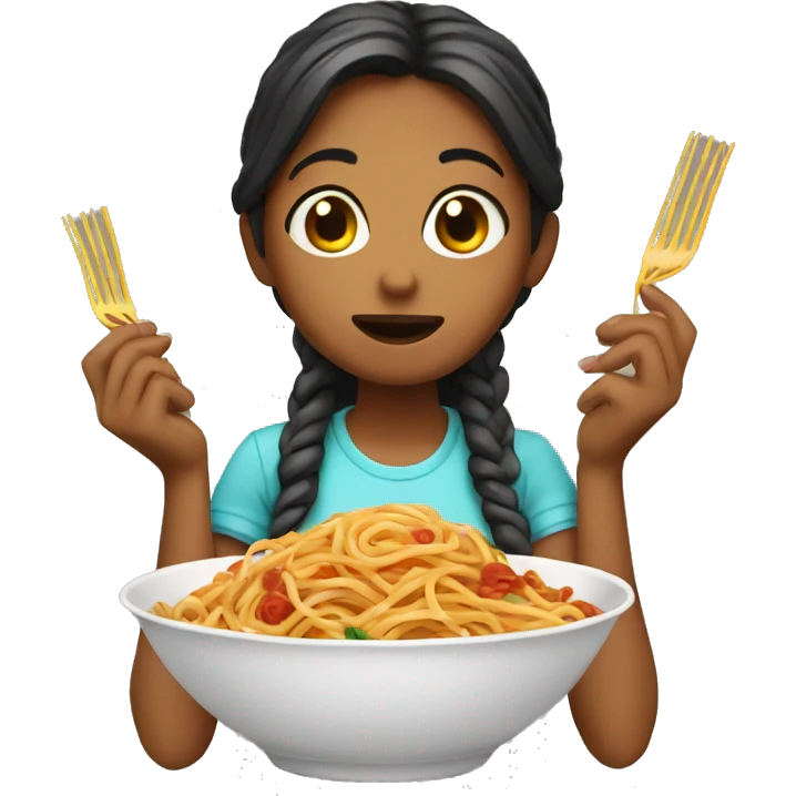 Girl eating spaghetti emoji