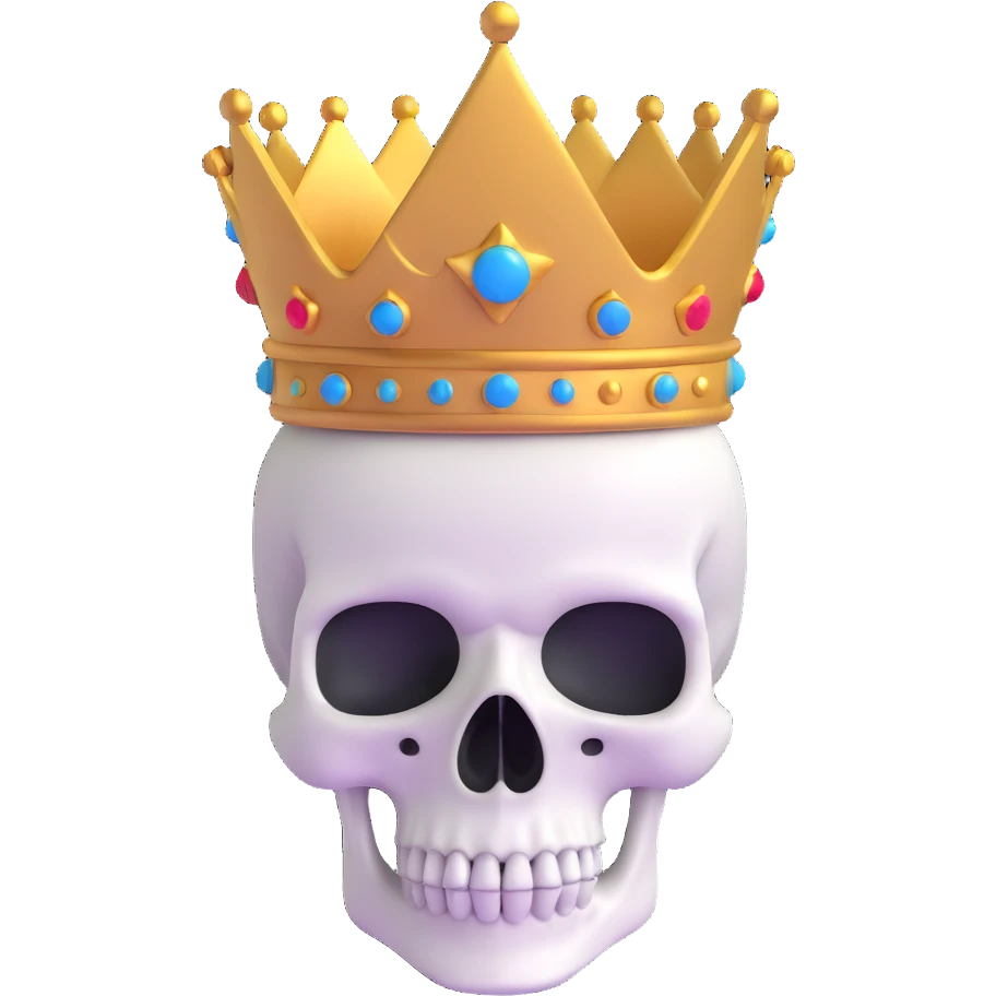 red and black skull with crown emoji