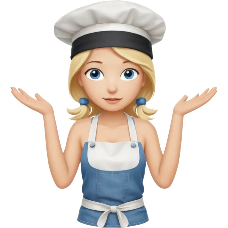 Sexy Full body  pretty
Long Blonde hair blue eyed female chef wearing white tank top, denim shorts and chef hat arms folded emoji