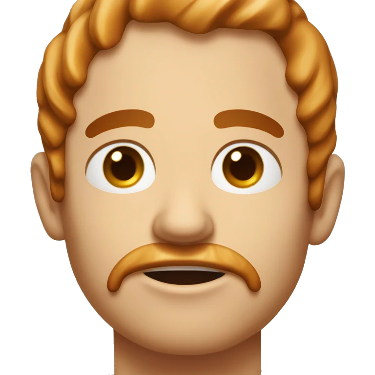 A man with a weary look on his face and cinnamon roll icing dripping off his face emoji