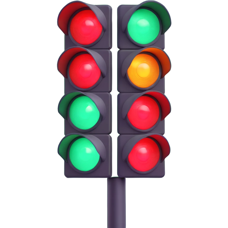 red traffic light, angled view, glowing red light emoji