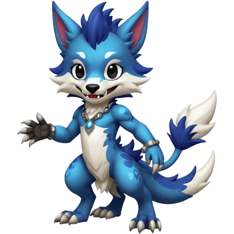 Cool Hot randomly-colored chibi furry anthropomorphic fantasy-Fakémon-Sergal-Canine-Protogen-creature with edgy markings (full body) emoji