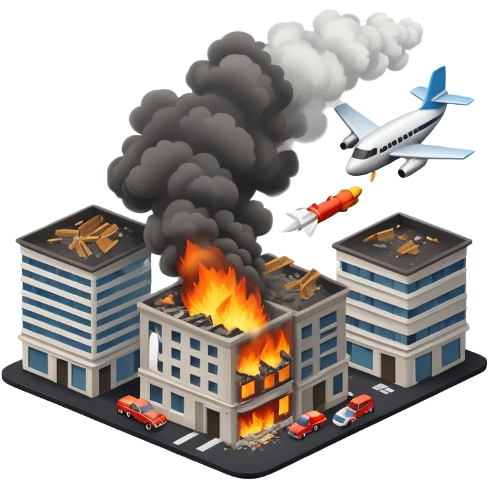 Plane hitting 2 buildings emoji