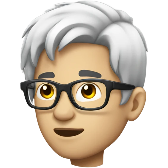side side Side profile boy with silver and black hair speaking wearing glasses. white white skin emoji