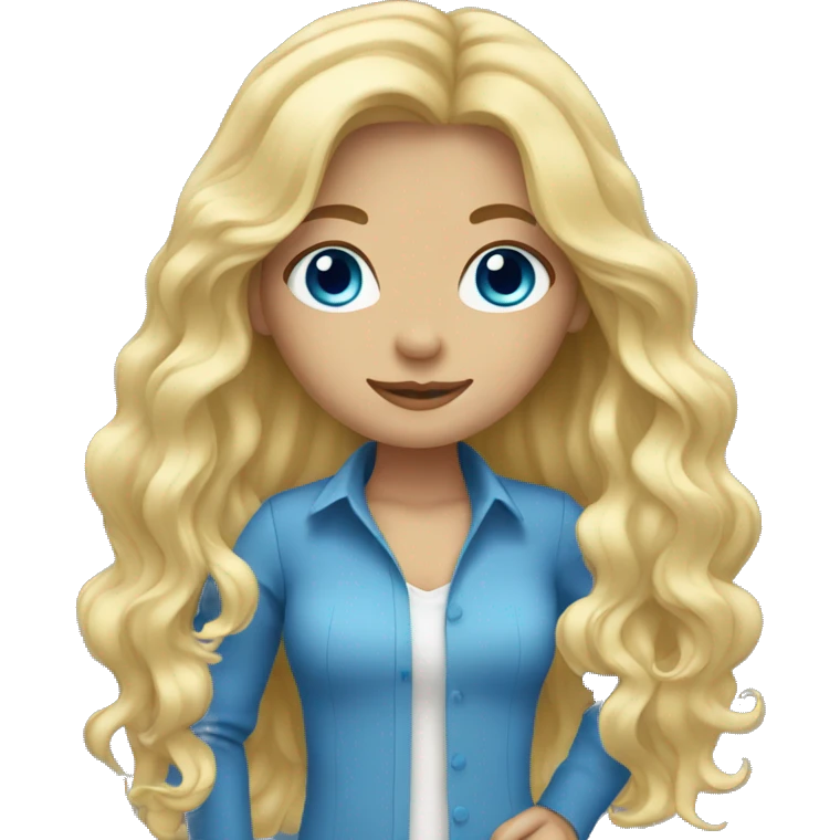 blonde long wavy hair girl blue eyes  emoji