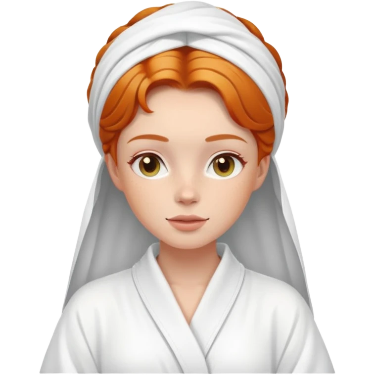 Ginger girl in white robe spa beauty full face relaxing emoji