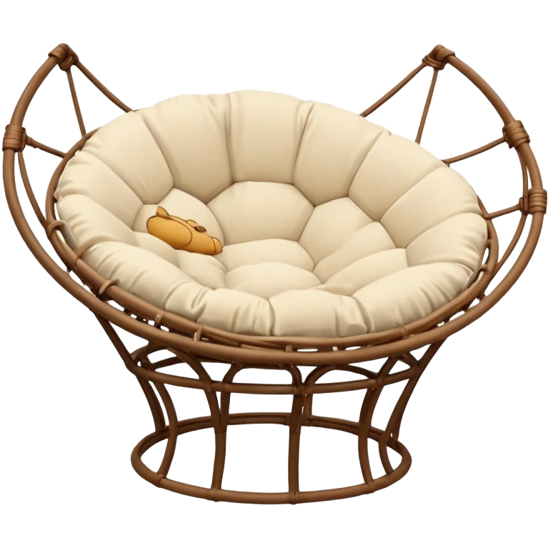 Light brown Papasan chair with cream cushion emoji