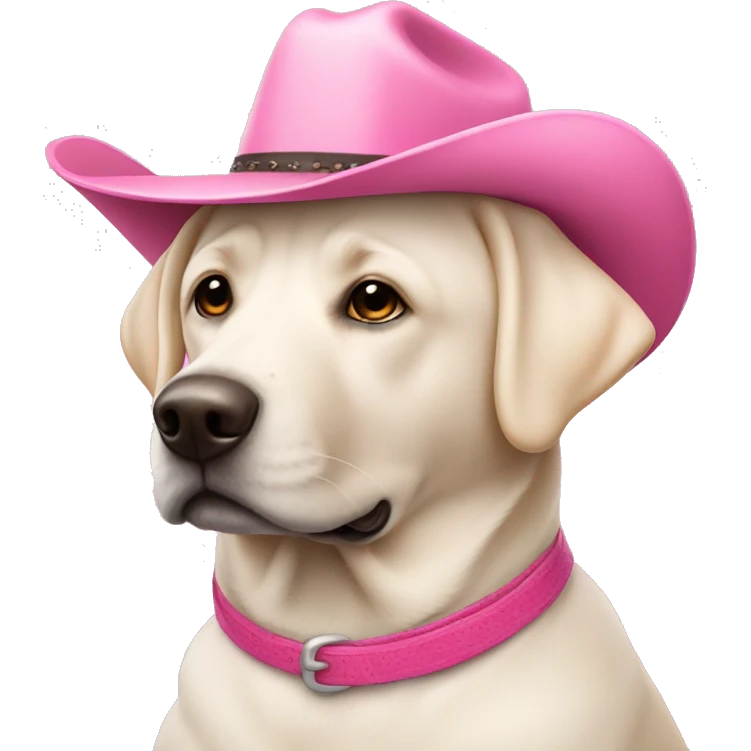 a white lab in a pink cowboy hat  emoji