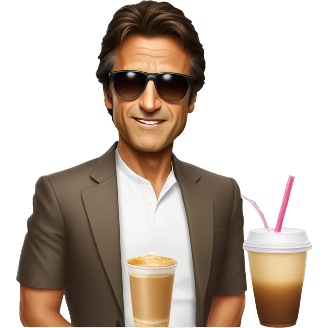 Imran Khan picture with milk tea Sunglasses with face emoji