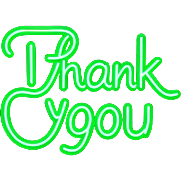 THE WORDS THANK YOU IN NEON GREEN RESEMBLING A NEON SIGN emoji