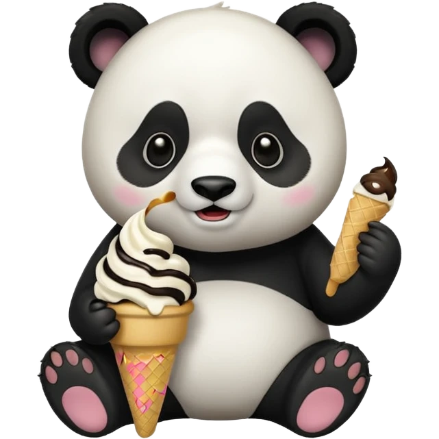 Panda eating ice cream emoji