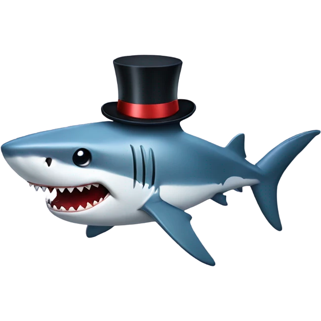 Shark with a top hat emoji