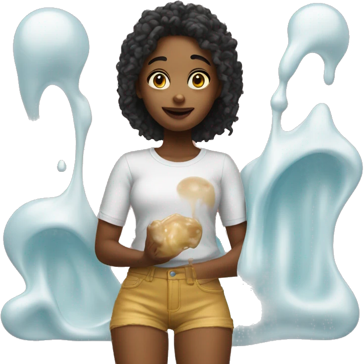 Realistic girl with goo emoji