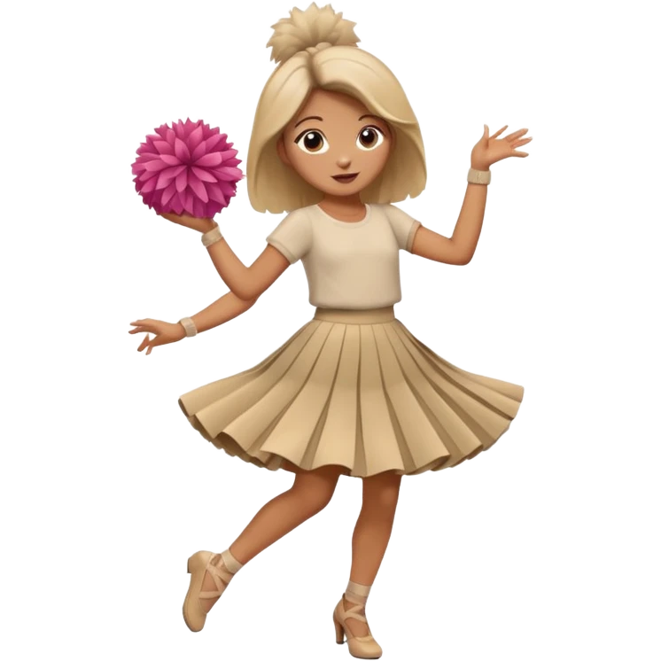 turtle girl dancing with skirt holding   pompom emoji