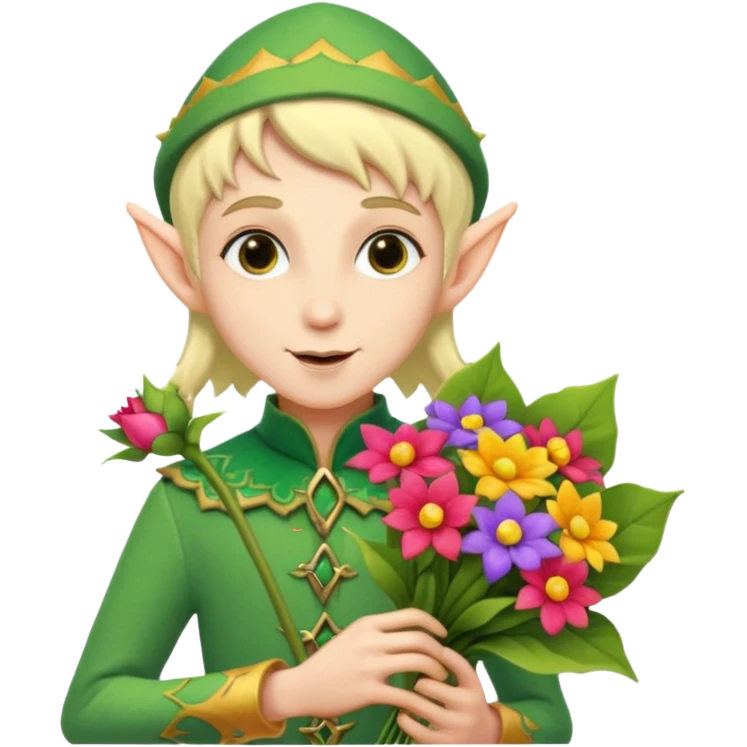 adult elf with flower bouquet emoji