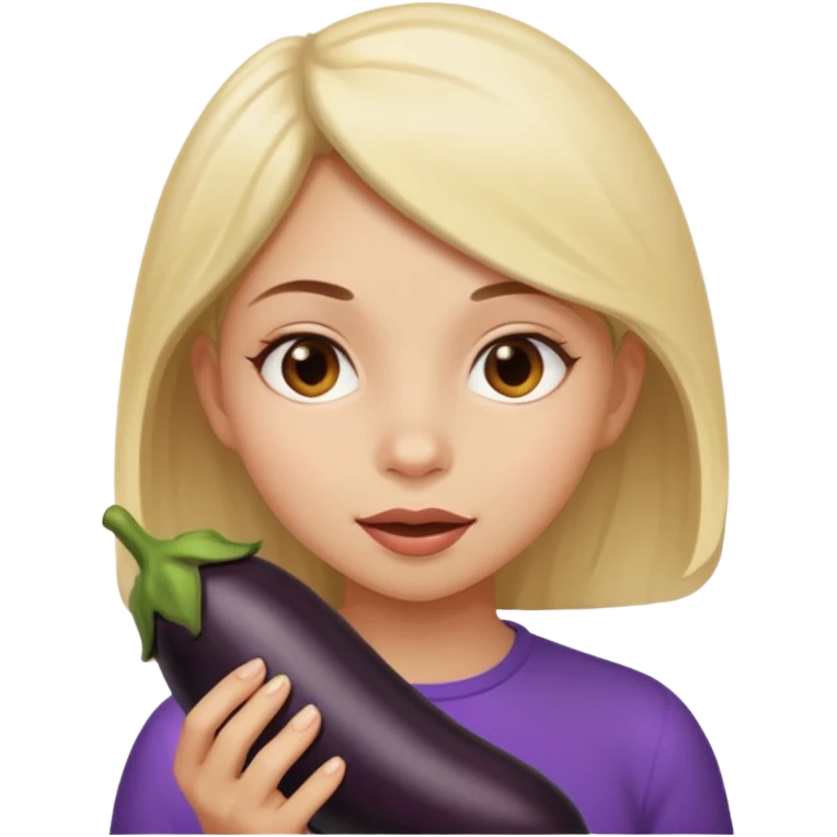 girl eating a black eggplant emoji