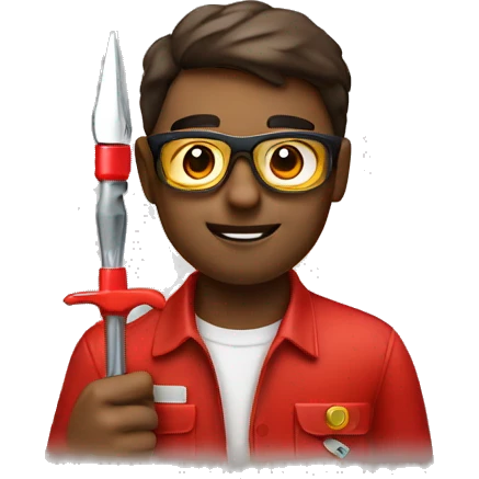 brown electrician with golden glasses with a red screwdriver in his hand emoji