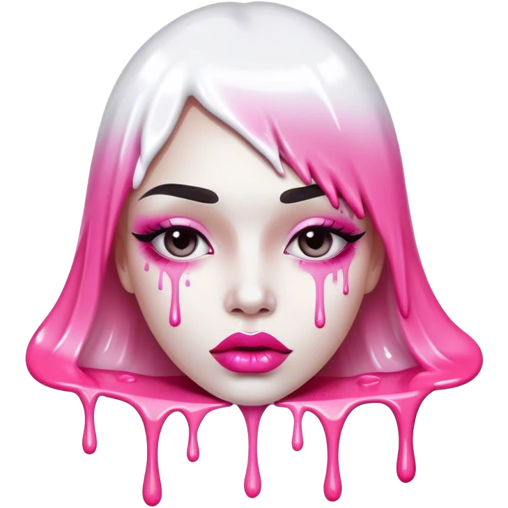 dripping white paint spilling out of Floating pink ombre lips emoji