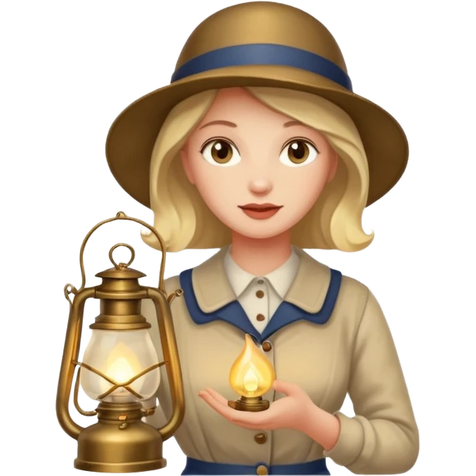 holding vintage gas lamp, female emoji