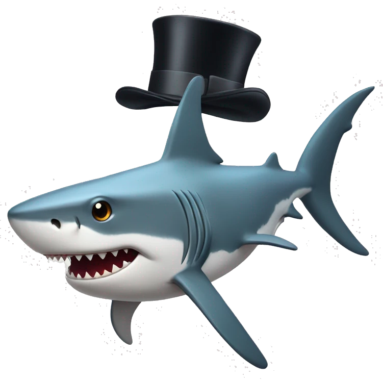 Shark with a top hat emoji
