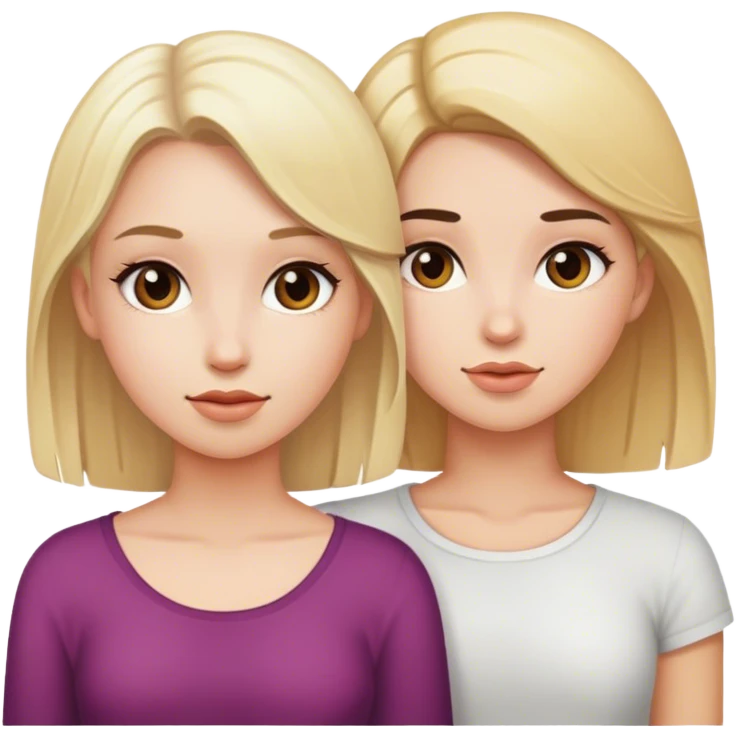 Blonde girl with brunette girl emoji