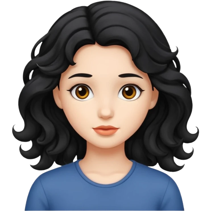 Girl with black wavy hair  emoji