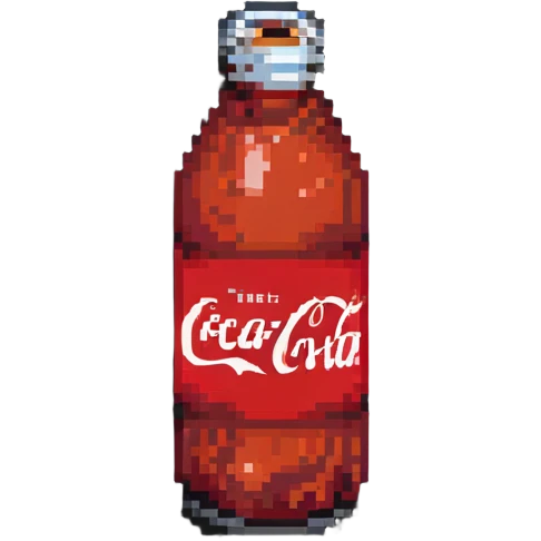 pixel art Coca Cola can with classic logo emoji