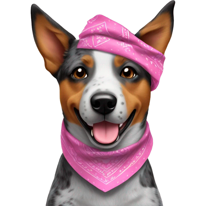 Australian cattle dog with pink bandanna around neck emoji