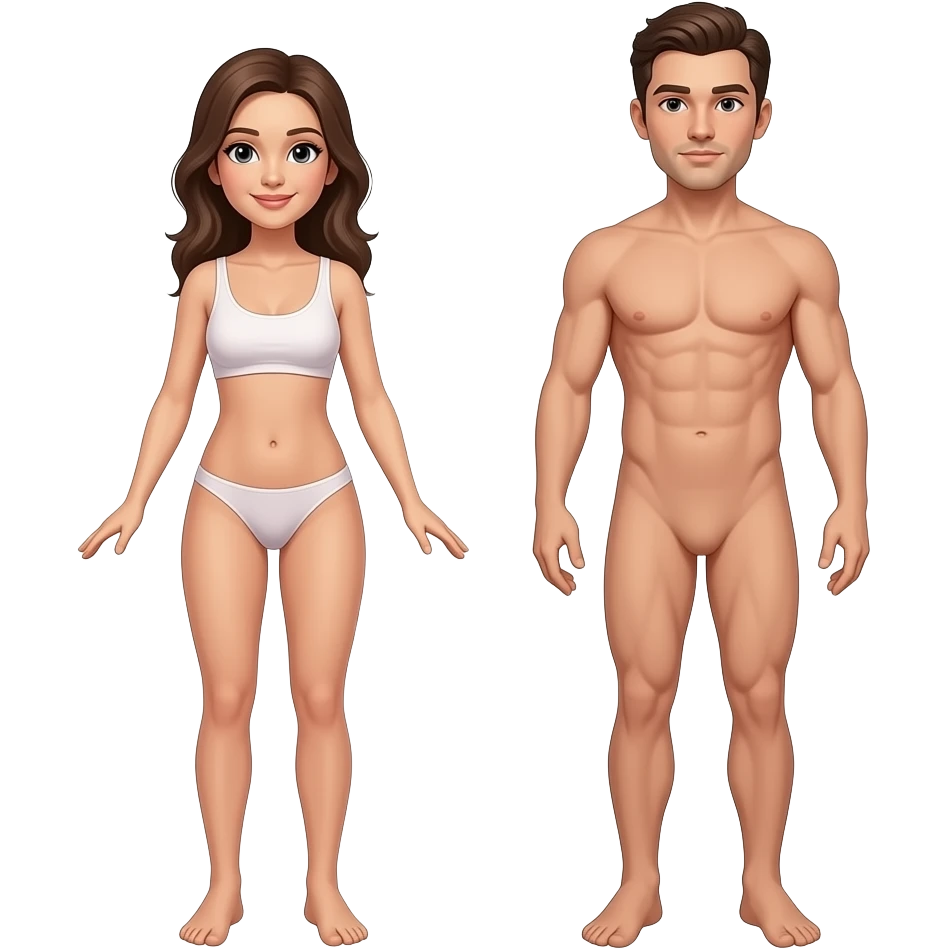 Woman and man naked full body. emoji