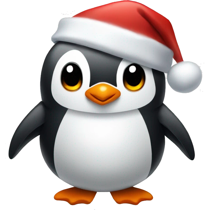 Penguin with Christmas hat emoji
