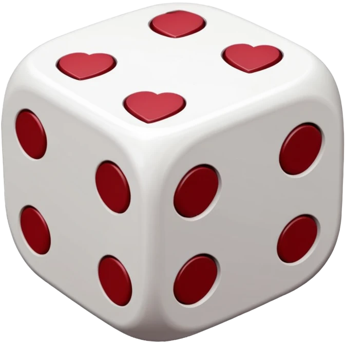 two dices in with burgundy red heart details emoji