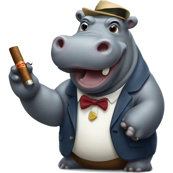 Hippo smoking a cigar emoji