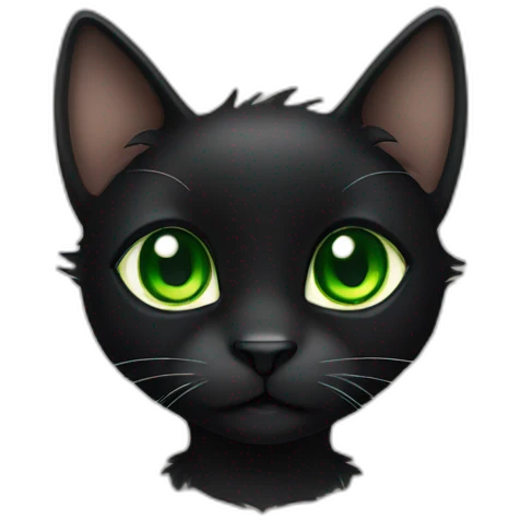 A 2 years old black cat with green eyes emoji